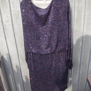 JESSICA HOWARD BLACK MULTI COLORED SPARKLES DRESS SIZE- 16